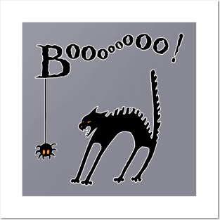 BOOO! CAT AND SPIDER HALLOWEEN Posters and Art